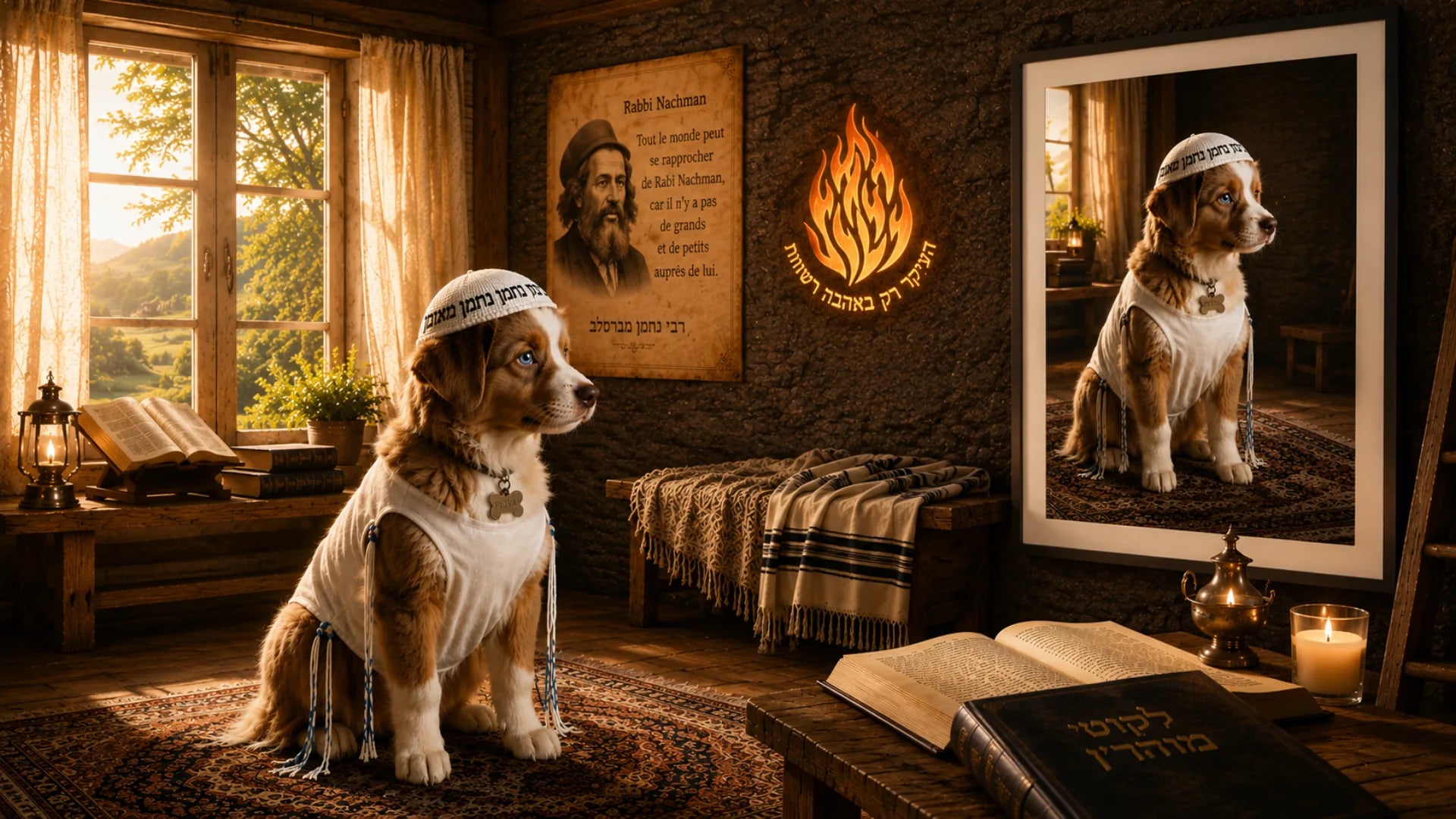 Dog in a warm traditional study